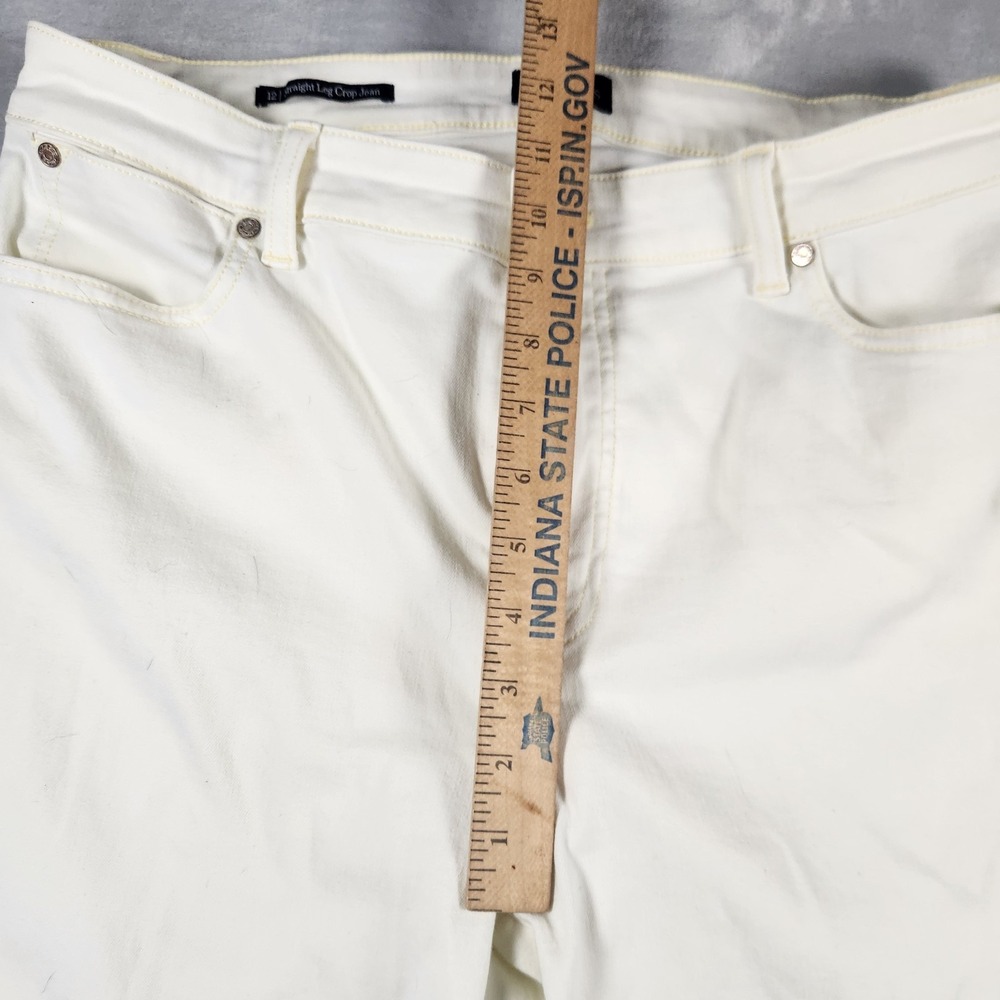 Talbots Jeans Women 12 Pale Yellow Straight Leg Crop Stretch Preppy Classic - Picture 6 of 9